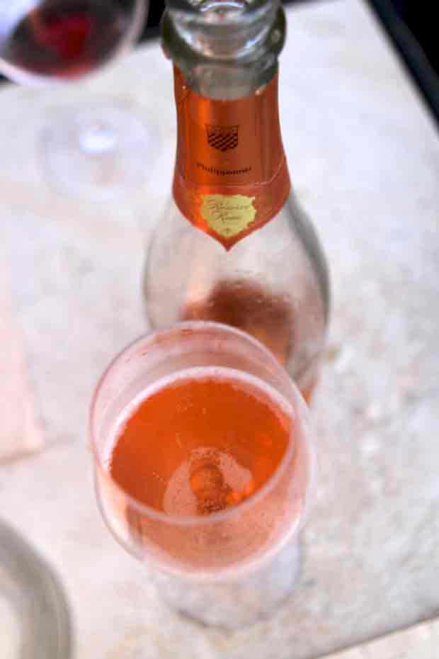 Champagne-Phillipponat-bottle-glass-peach-rose