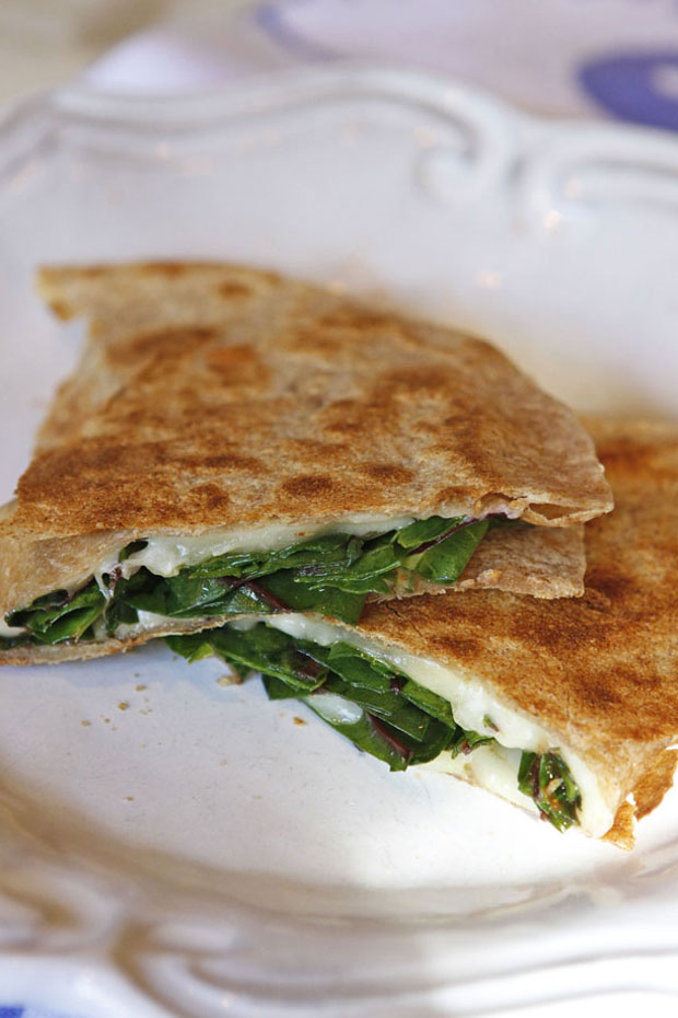 tortilla cheese greens