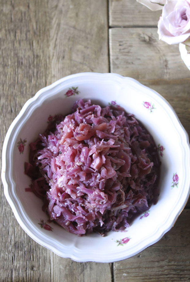 Spiced Braised Red Cabbage with Bacon and Apples